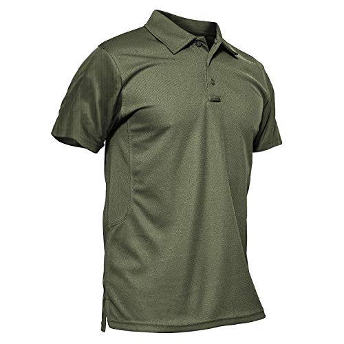 KEFITEVD Camisa táctica Hombre Polo de Manga Corta Camiseta Ligera de Verano Polo Sport Camisetas Dark Olive