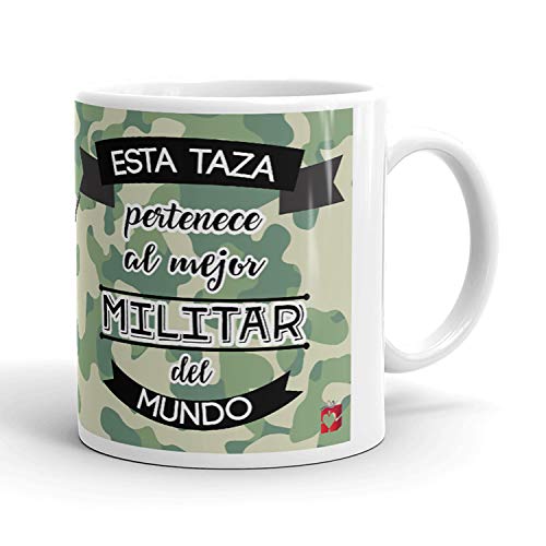 Kembilove Taza de Café del Mejor Militar del Mundo – Taza de Desayuno para la Oficina – Taza de Café y Té para Profesionales – Taza de Cerámica Impresa – Tazas de Jefe de 350 ml para Militares