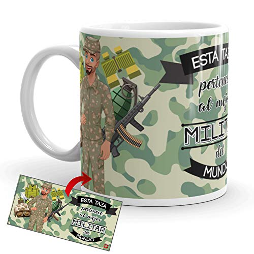 Kembilove Taza de Café del Mejor Militar del Mundo – Taza de Desayuno para la Oficina – Taza de Café y Té para Profesionales – Taza de Cerámica Impresa – Tazas de Jefe de 350 ml para Militares