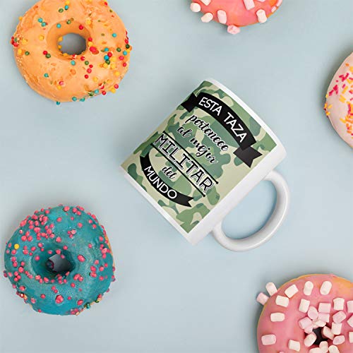 Kembilove Taza de Café del Mejor Militar del Mundo – Taza de Desayuno para la Oficina – Taza de Café y Té para Profesionales – Taza de Cerámica Impresa – Tazas de Jefe de 350 ml para Militares