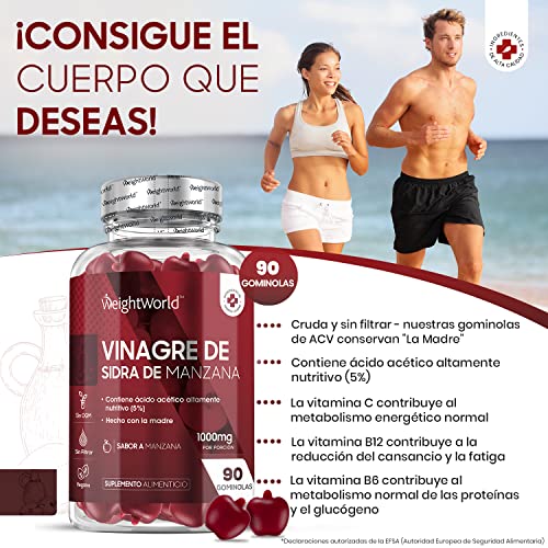 Keto Gominolas Vinagre De Manzana con Madre 1000mg 90 Gominolas Vegana, Sabor a Manzana- Suplemento Detox con Ácido Acético, Remolacha, Vitamina C y del Grupo B, Para el Metabolismo Energético Normal