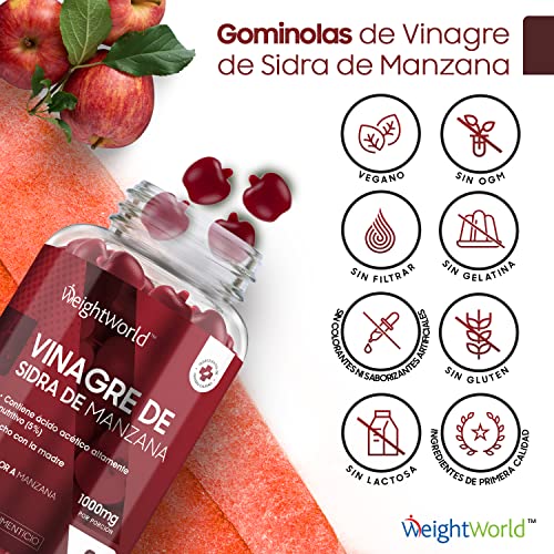 Keto Gominolas Vinagre De Manzana con Madre 1000mg 90 Gominolas Vegana, Sabor a Manzana- Suplemento Detox con Ácido Acético, Remolacha, Vitamina C y del Grupo B, Para el Metabolismo Energético Normal