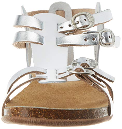 Kickers Ana, Sandalias de Punta Descubierta Mujer, Blanco (Blanc Argent Metal 31), 39 EU