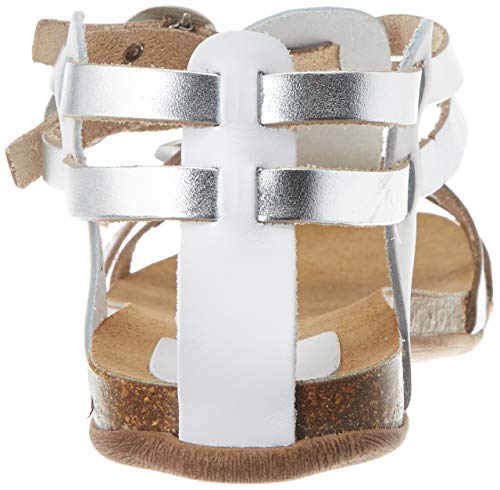 Kickers Ana, Sandalias de Punta Descubierta Mujer, Blanco (Blanc Argent Metal 31), 39 EU