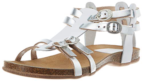 Kickers Ana, Sandalias de Punta Descubierta Mujer, Blanco (Blanc Argent Metal 31), 39 EU