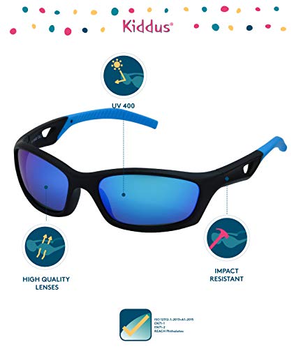 Kiddus Gafas de Sol Deportivas para Niñas y Niños a partir de 6 años. La mejor Seguridad y Protección con Filtro Solar UV400. Para actividades al aire libre.