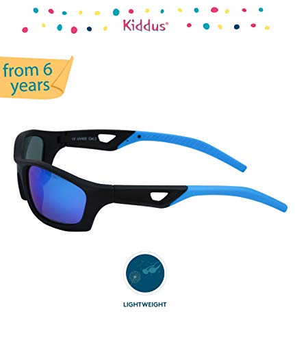 Kiddus Gafas de Sol Deportivas para Niñas y Niños a partir de 6 años. La mejor Seguridad y Protección con Filtro Solar UV400. Para actividades al aire libre.