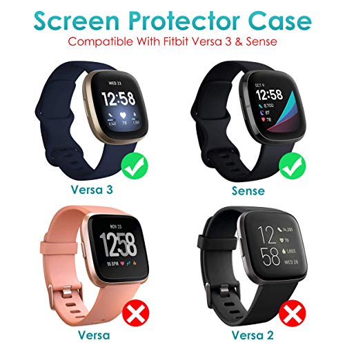 KIMILAR Funda Compatible con Fitbit Sense/Versa 3 Protector de Pantalla (NO para Versa/Versa 2), [2 Piezas] Cobertura Completa Suave TPU Cubierta Cover Case para Sense/Versa 3