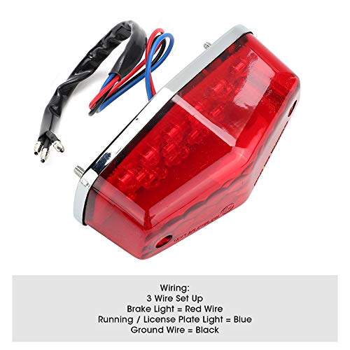 KIMISS Luz trasera de motocicleta, luz trasera de motocicleta LED Luz de freno de estacionamiento Lámpara Accesorio de moto(rojo)