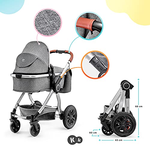 Kinderkraft Carrito Bebé 2 Piezas VEO, Silla de Paseo, Capazo, 0 a 15 Kg, Gris