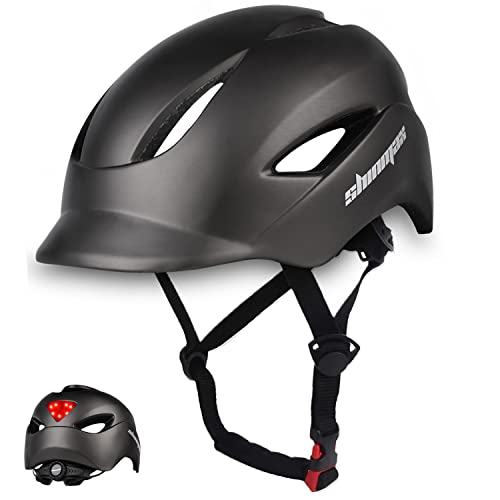 KINGLEAD Casco Bicicleta Adulto Casco de Bicicleta Hombre Mujer con Luz LED Casco Bicicleta de Montaña Casco Bici Carretera Urbana con Certificado CE Superligero MTB Casco Ciclismo Ajustable 57-62CM