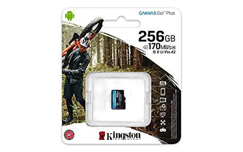 Kingston SDCG3/256GBSP Tarjeta microSD ( 256GB microSDXC Canvas Go Plus 170R A2 U3 V30 Sin SD adaptador)