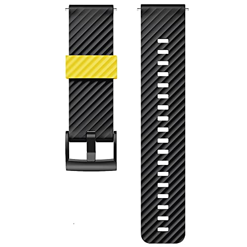 KINOEHOO Correas para relojes Compatible con Suunto 7/9/9 baro/D5/spartan sport Pulseras de repuesto.Correas para relojesde silicona.(Amarillo negro)