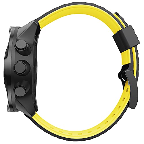 KINOEHOO Correas para relojes Compatible con Suunto 7/9/9 baro/D5/spartan sport Pulseras de repuesto.Correas para relojesde silicona.(Amarillo negro)