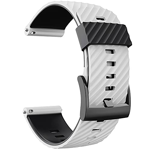KINOEHOO Correas para relojes Compatible con Suunto 7/9/9 baro/D5/spartan sport Pulseras de repuesto.Correas para relojesde silicona.(blanco negro)
