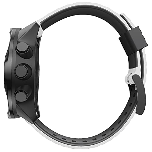 KINOEHOO Correas para relojes Compatible con Suunto 7/9/9 baro/D5/spartan sport Pulseras de repuesto.Correas para relojesde silicona.(blanco negro)