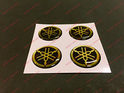 Kit de 4 adhesivos resinados con el logotipo de la marca YAMAHA, efecto 3D, color negro y dorado