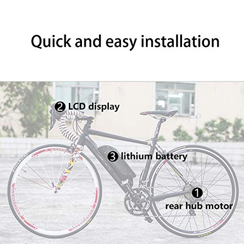 Kit de bicicleta electrica inteligente, kit de conversión de bicicleta eléctrica con batería Kit de bicicleta eléctrica de motor de rueda trasera, fácil instalación rápida,Cassette 26",36V 350W