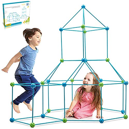 Kit De Construcción De Fuertes para Niños 3 a 12 años, Juego De Construcción para Interiores con Palos De Construcción,Túneles De Construcción De Fortalezas De Bricolaje, Tienda De Campaña (85 pcs)