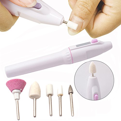 Kit de Manicura Eléctrico,Kapmore Torno para uñas 5 en 1 Limas para Uñas Manicura Eléctrica Manillares de Uñas1