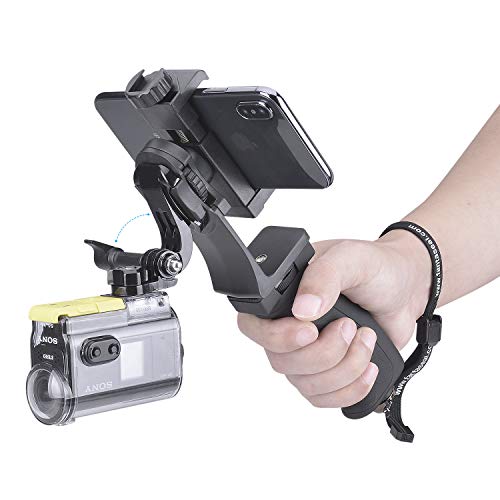 Kit de vídeo práctico 2 en 1 para GoPro y Smartphone, estabilizador de cámara deportiva, asa de teléfono multifuncional para We-Media/Youtube/Livestream/Vlog, compatible con GoPro Sony DJI OSMO Action