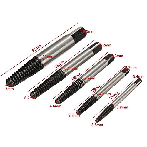 Kit extractor OriGlam para tornillos rotos o dañados con 5 brocas de 3-19 mm