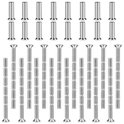 KLYNGTSK 16 PCS Tornillos M4 con 16 PCS Tuercas M4 de Acero Niquelado Tornillos M4 de Conexión de Manijas de Puerta Tornillos M4 de Conexión y Fijación para Tirador de Puerta, Pomos