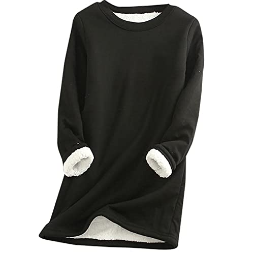 Kmgjc Tops Navideños Camisetas De Manga Larga con Cuello Redondo para Mujer Camisetas con Patrón De Casquillo De Navidad Camisetas con Capucha De Vacaciones Blusa para Niña Adolescente,Negro,S