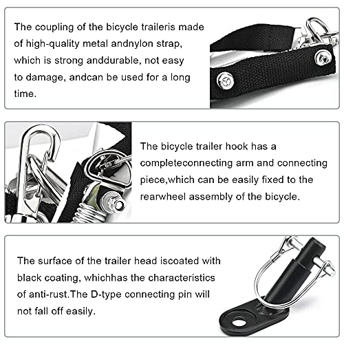 Komake Acopladores de Remolque de Bicicleta, Accesorio de Conector de Enganche de Remolque de Bicicleta para Niños, Remolques de Bicicleta,con Herramientas de Copo de Nieve y Llave Inglesa