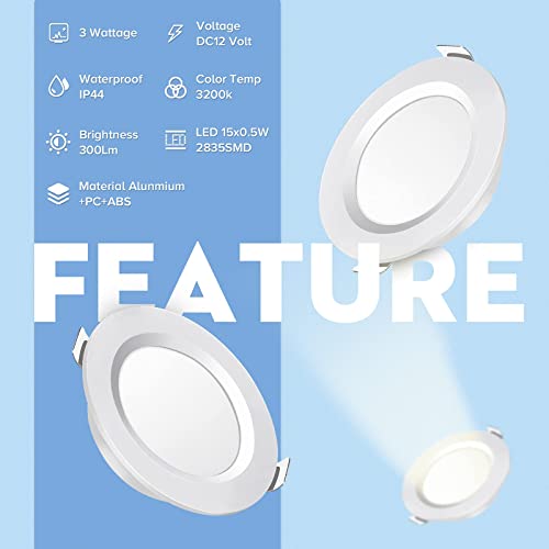 Kriogor Focos Empotrables LED, 3W Redondo 22mm Extraplano Foco Empotrable LED Techo 3200K Foco LED Interior 300LM para Salón Dormitorio Cocina Pasillo 4 pack(Blanco Cálido)