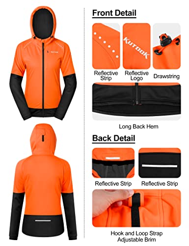 KUTOOK Chaqueta Mujer Invierno Cortavientos Trekking Running Softshell Montaña Senderismo Impermeable Ropa Termicas Forro Polar Naranja L