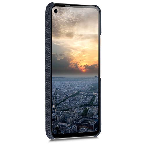 kwmobile Carcasa Protectora Compatible con Google Pixel 4a - Funda Trasera Dura Forrada en Tela - Azul Oscuro