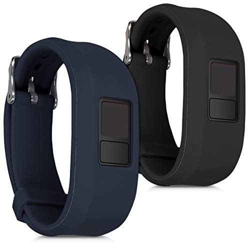 kwmobile Pulsera Compatible con Garmin Vivofit 3-2X Correa de TPU para Reloj Inteligente - Negro/Azul Oscuro