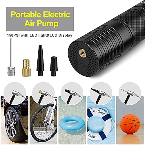 KYG Compresor de Aire Portátil Inflador Ruedas Mini Bomba Eléctrica Neumáticos de Batería Recargable 150PSI Manómetro LCD para Coche, Bici, Moto, Balones y Otros Inflables