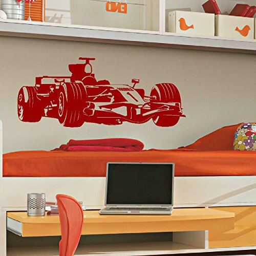 LaoGraphics® Calcomanías de pared de Fórmula 1 para niños pequeños, vinilo para niños, pegatinas de decoración de interiores para niños, decoración de dormitorio para niños, idea de regalo zzz-bo16