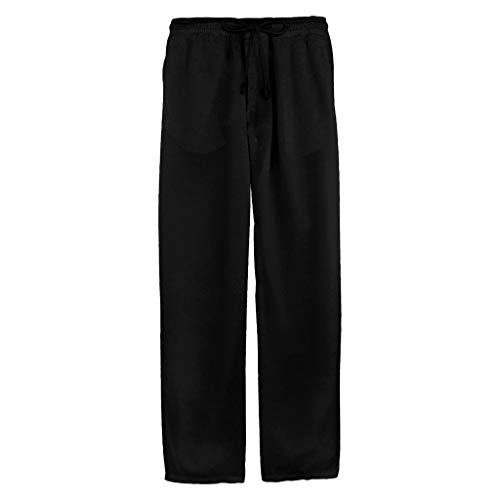 Laoluo - Pantalón informal para hombre, algodón y lino, color liso, ligero, chándal para deporte, ocio, moda, transpirable, transpirable, para verano, primavera, trabajo, gimnasio, etc. 16-negro XXL