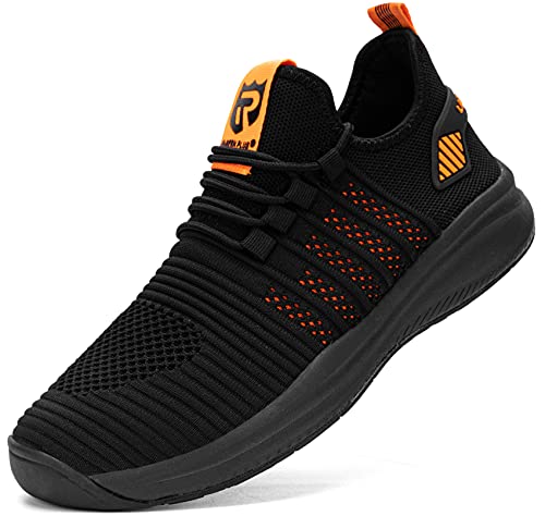 LARNMERN Zapatillas de Running para Hombre Antideslizante Zapatos para Correr y Asfalto Aire Libre y Deportes Calzado（Naranja 44）