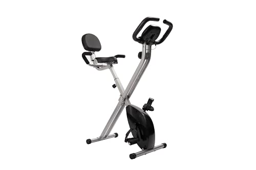 LAZY SPORTS Bicicleta estática spinning plegable, magnetorresistencia de nivel 8, asiento con apoyabrazos y respaldo, pantalla LCD, carga máx.120Kg