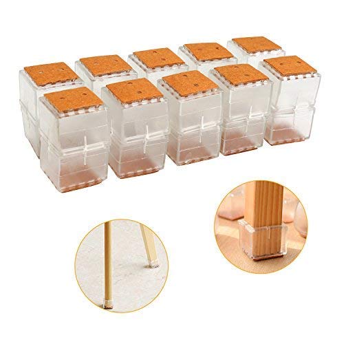 LEADSTAR Silla Pierna Caps, 20Pz Tabla de Muebles Fundas Protectores para sillas, Muebles-Punta Silla Antirayaduras- Almohadilla de Patas de Sillas para 30-35 mm - Transparent