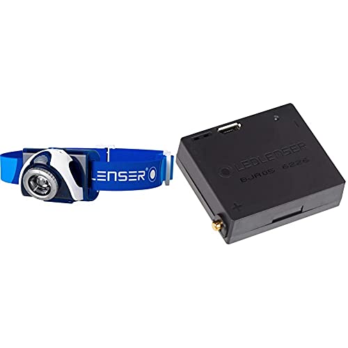 Led Lenser Zweibrüder Seo 7R Linterna Frontal Recargable Azul 6107 + 7784 Linterna Frontal