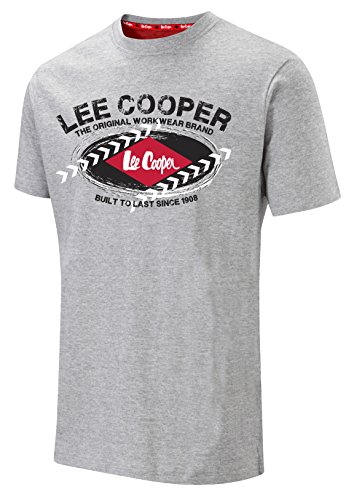 Lee Cooper - Camiseta de cuello redondo con gráfico para hombre, Hombre, color gris - Gris claro, tamaño large