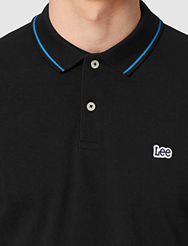 Lee Pique Polo Camisetas Hombre, Negro (Black 01), Large