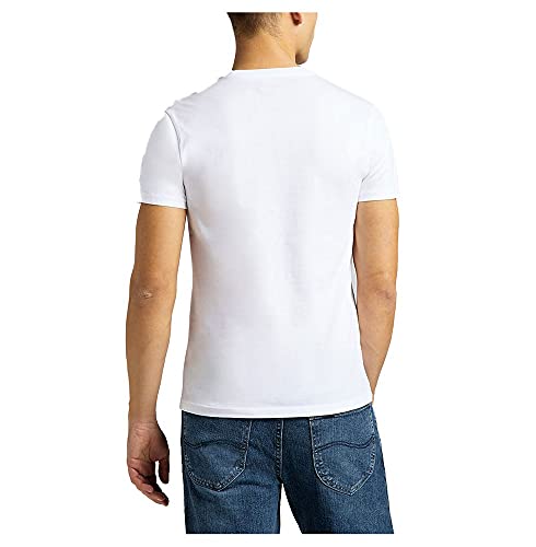 Lee Twin Pack Crew T-Shirts Hombre, Blanco, Large