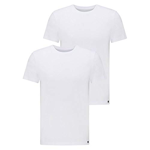 Lee Twin Pack Crew T-Shirts Hombre, Blanco, Large