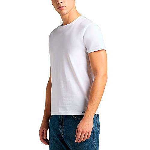 Lee Twin Pack Crew T-Shirts Hombre, Blanco, Large