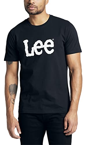 Lee Wobbly Logo Tee T-Shirts Hombre, Negro (Black), Large