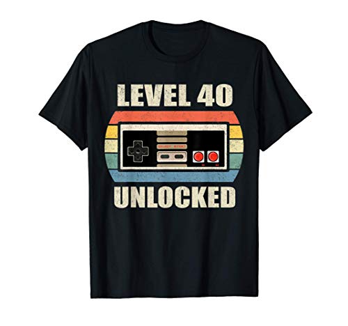 Level 40 Unlocked Shirt Video Gamer 40th Birthday Gifts Tee Camiseta