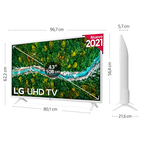 LG 43UP7690-ALEXA 2021-Smart TV 4K UHD 108 cm (43") con Procesador Quad Core, HDR10 Pro, HLG, Sonido Virtual Surround, HDMI 2.0, USB 2.0, Bluetooth 5.0, WiFi