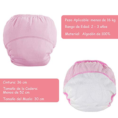 Lictin 7 PCS Braguitas de aprendizaje para niños Calzones de entrenamiento Bragas de aprendizaje reutilizables Pañales de tela Bebé ropa interior talla 2-3 años