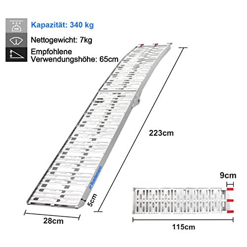 LIEKUMM 228 cm plegable de una sola rampa para todoterreno, motocicleta, camión, tienda, capacidad de carga 340 kg